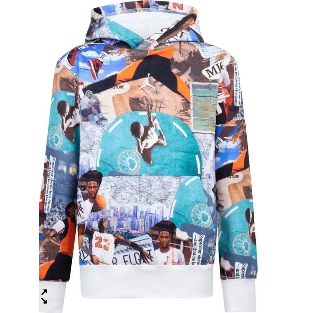 Jordan Big Boys MJ Brooklyn Fleece All-Over Print Hoodie, Small, NWOT Floor disp
